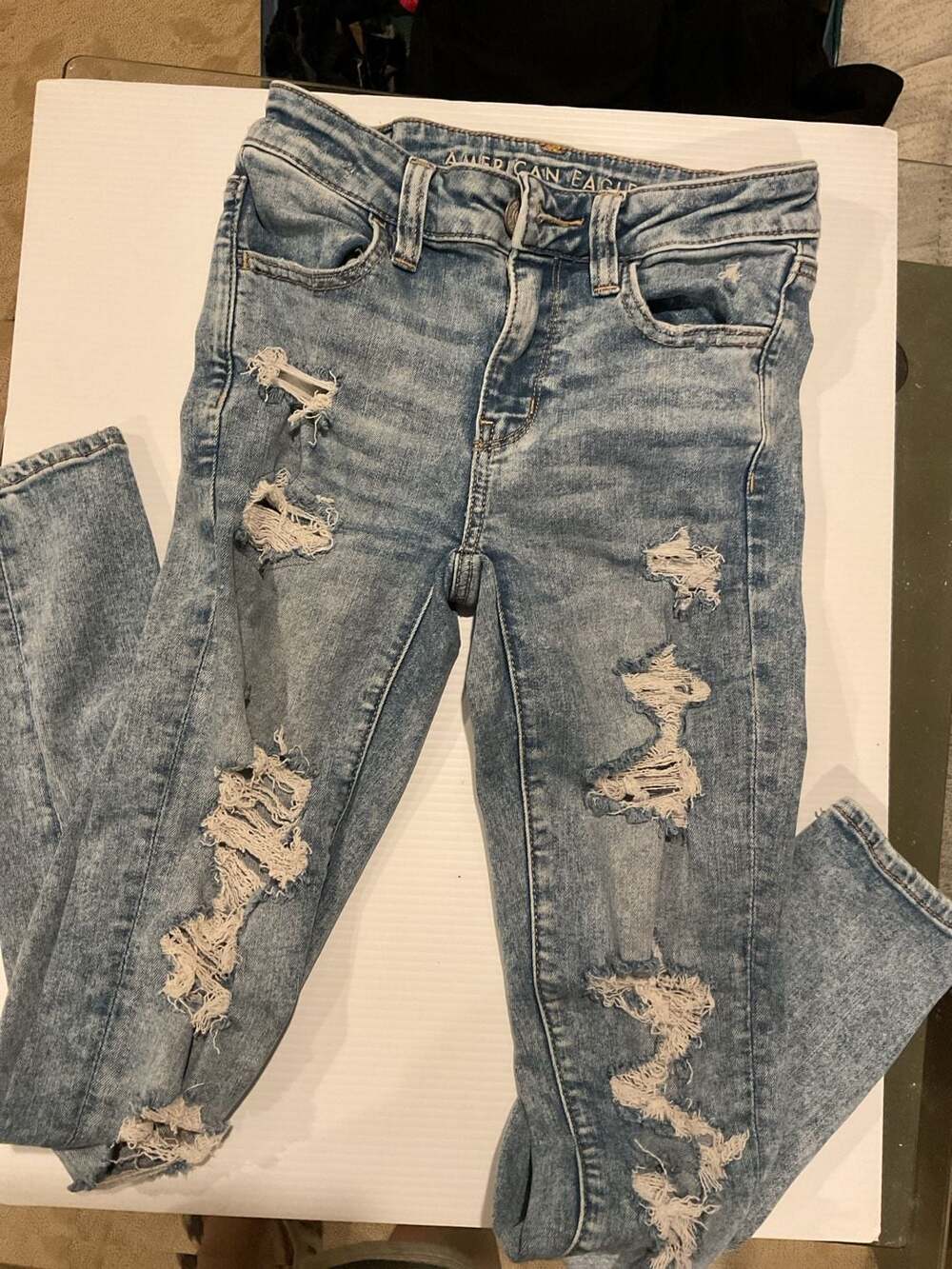 American Eagle Distressed Light Wash Skinny Jeans